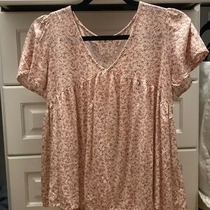 pink floral blouse